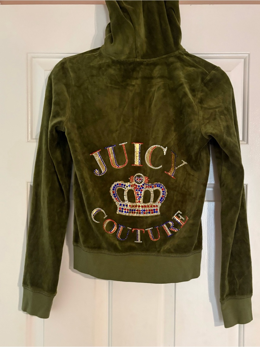 Juicy Couture Olive Green Velour Zip Hoodie | Made in USA | Women's Small - Picture 5 of 6